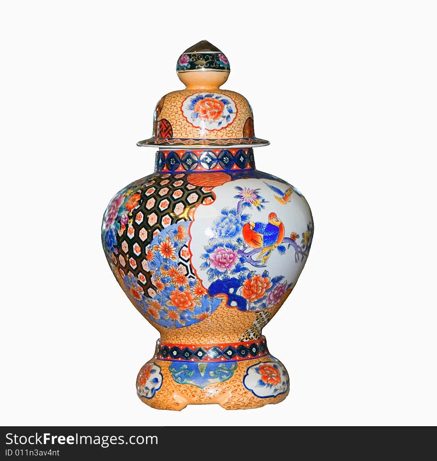 Chinese vase on a white background with clipping path