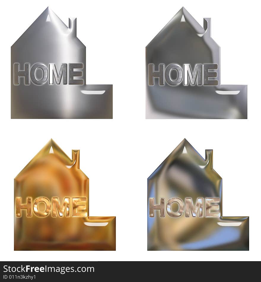 Some 3d beveled home buttons or symbols with a chrome effect. For websites or other. Some 3d beveled home buttons or symbols with a chrome effect. For websites or other.