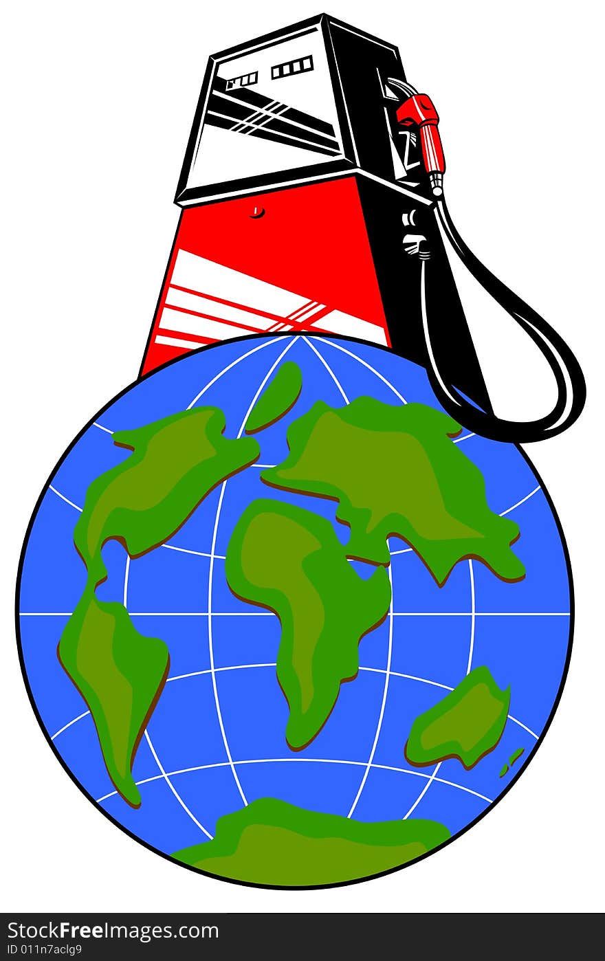 Vector art of a Gasoline pump on top of globe