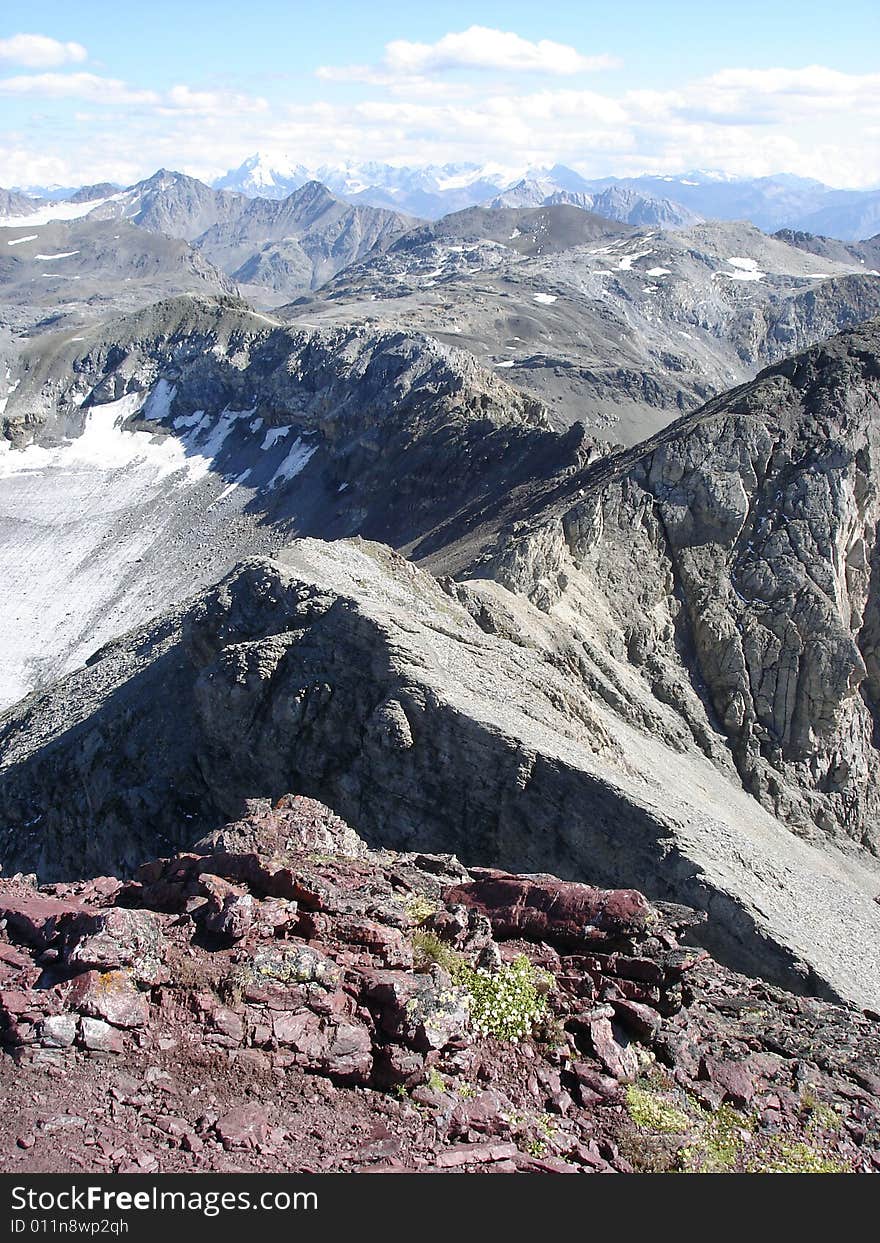 View From Piz Lischana The Prominent Peak Of Sesvenna Range In Swiss Alps Canton Of Graubunden. View From Piz Lischana The Prominent Peak Of Sesvenna Range In Swiss Alps Canton Of Graubunden.