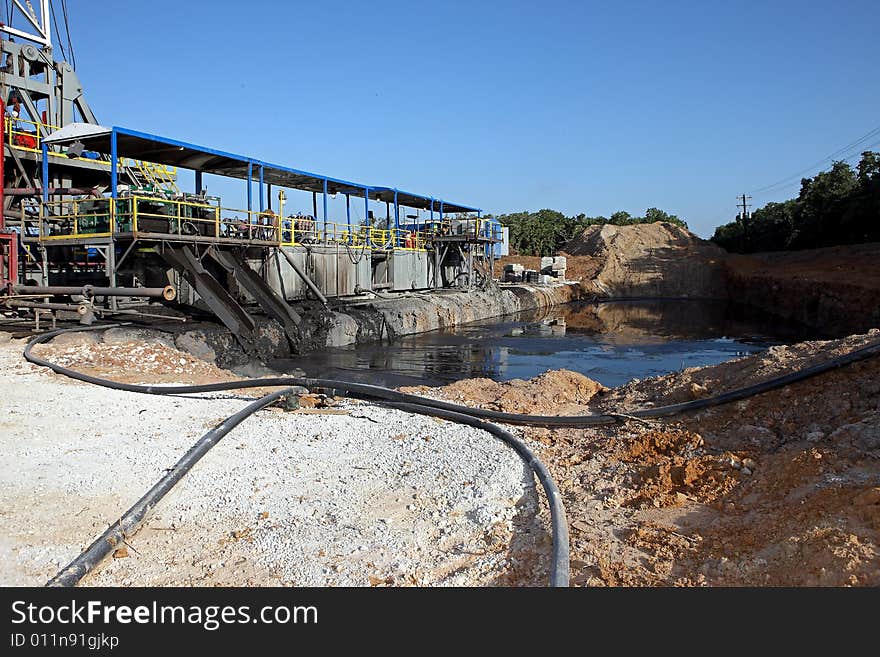 Reserve pit at a drilling rig