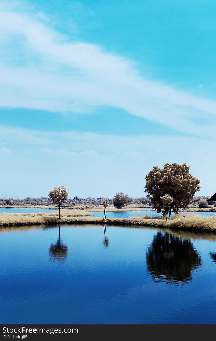 Blue lake landscape in Asia