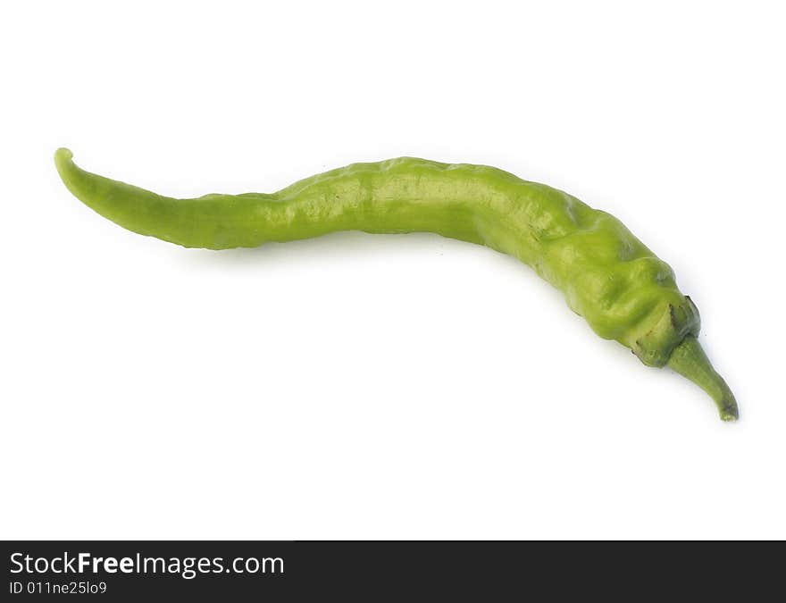 Pod of green pepper isolated on white