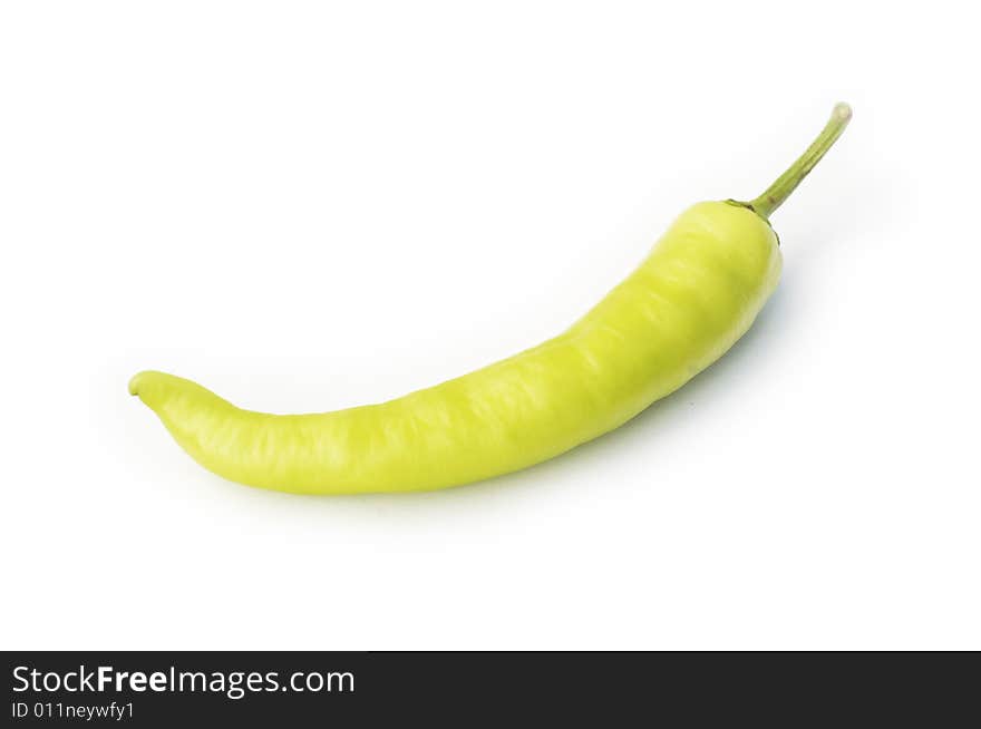 Pod Of Yellow-green Pepper Isolated On White