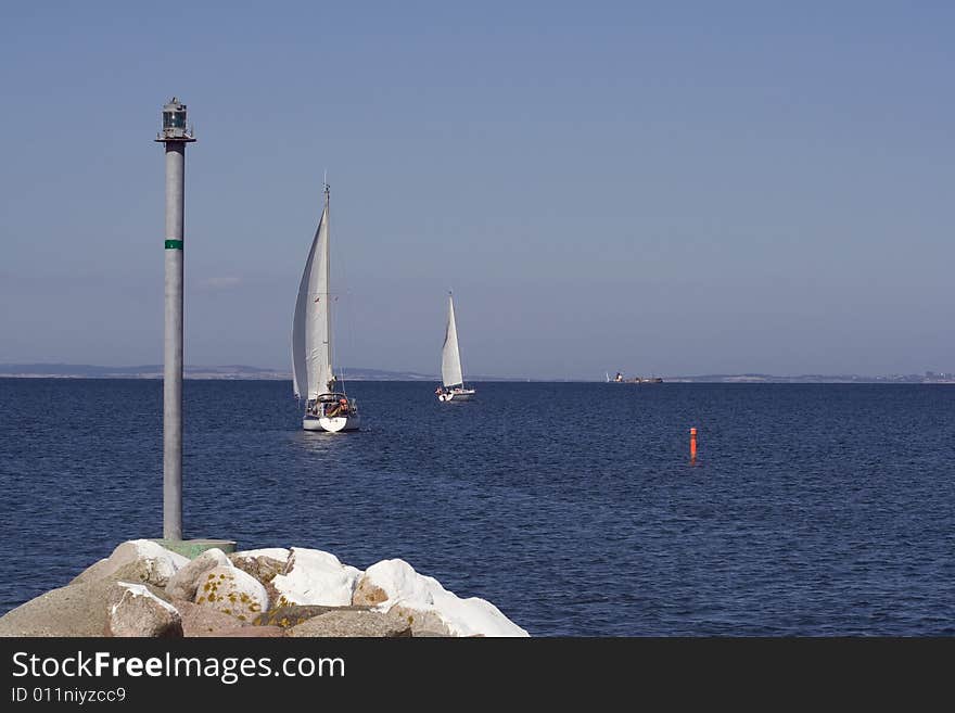 Sailing Boats Leaving Harbour