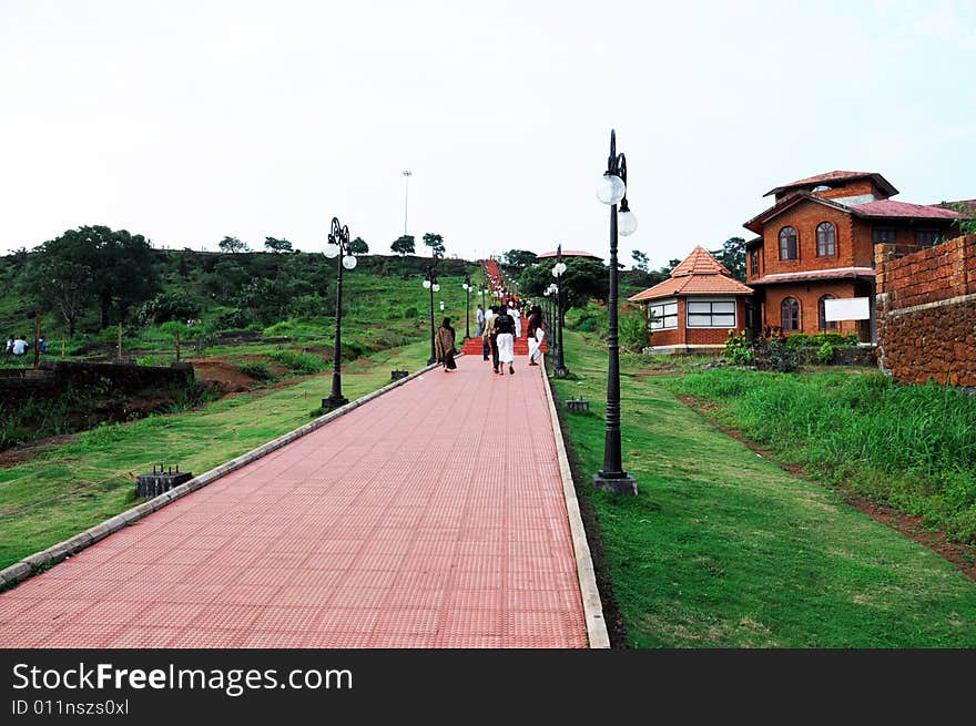 A beautiful pathway in the middle of a Park in Kerala, India. A beautiful pathway in the middle of a Park in Kerala, India