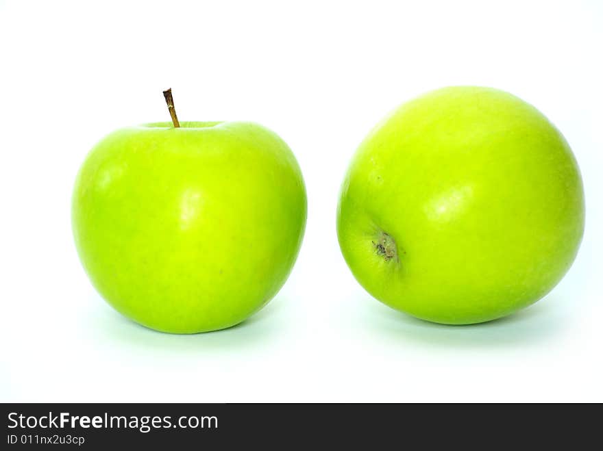 Fresh green apples isolated on a white