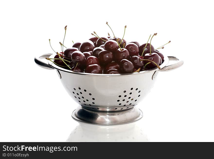 Sweet cherries on white background