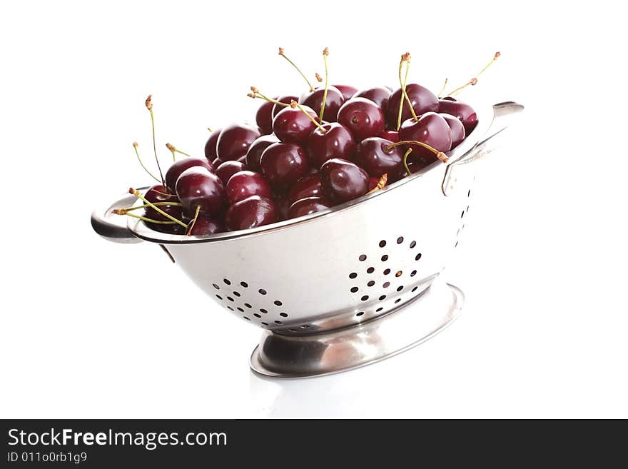 Sweet cherries on white background