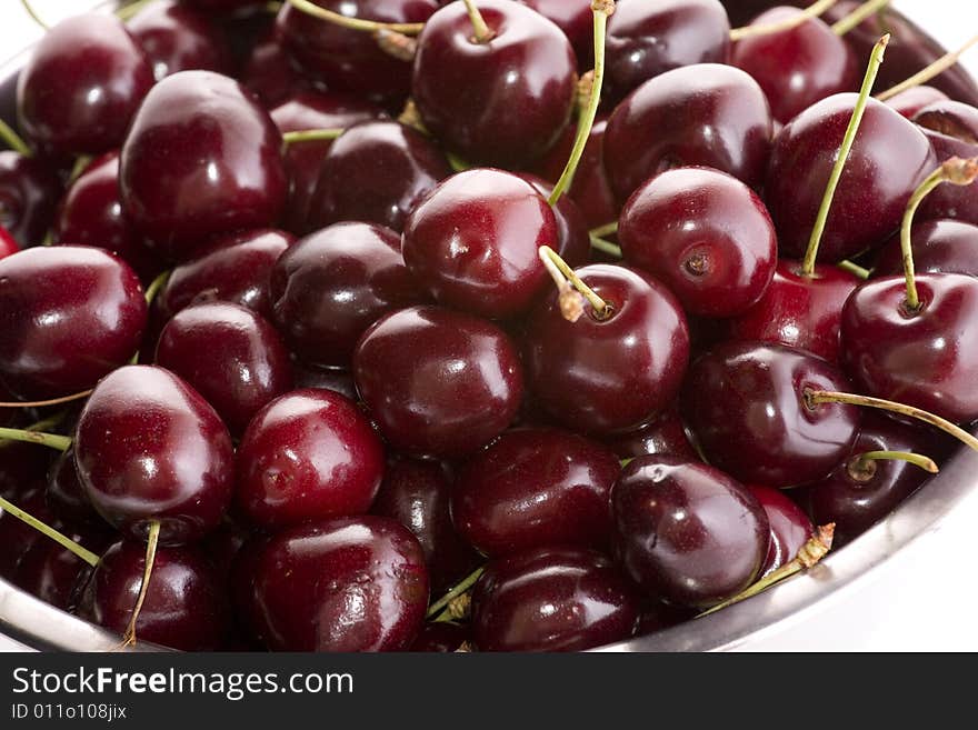 Sweet cherries on white background