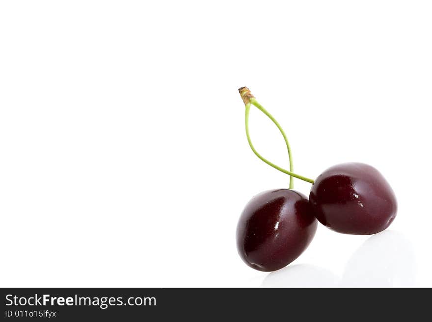 Sweet cherries on white background