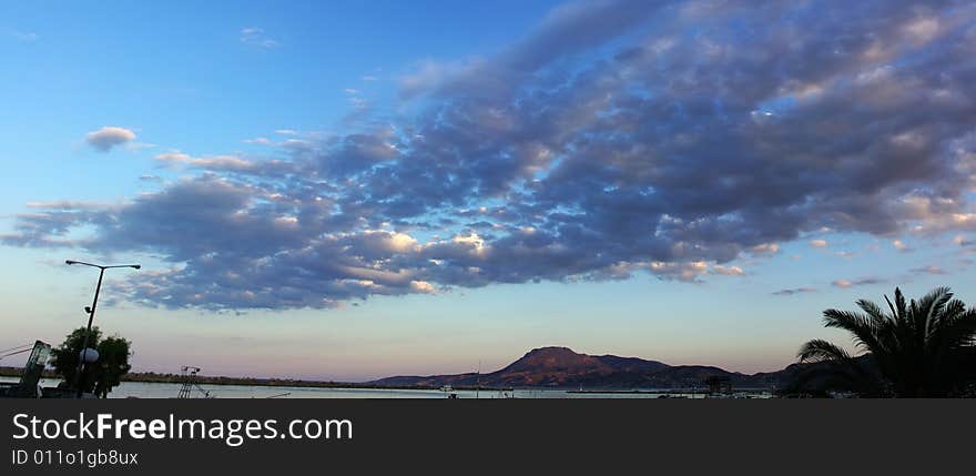 Panoramic view of heavy cloudy sky. Panoramic view of heavy cloudy sky.