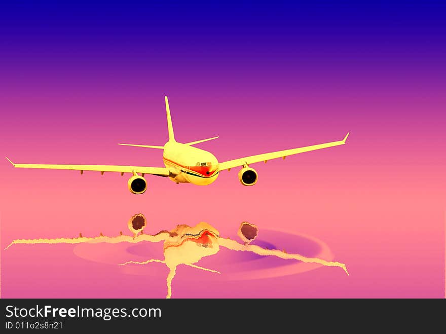 Airplane isolated over sky background