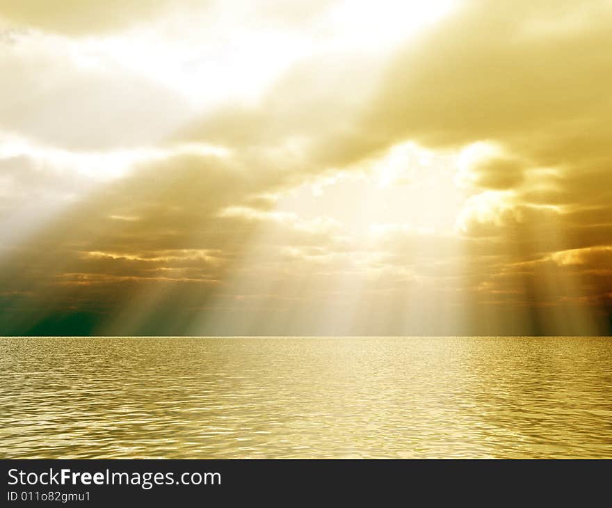 Beautiful seascape with god rays