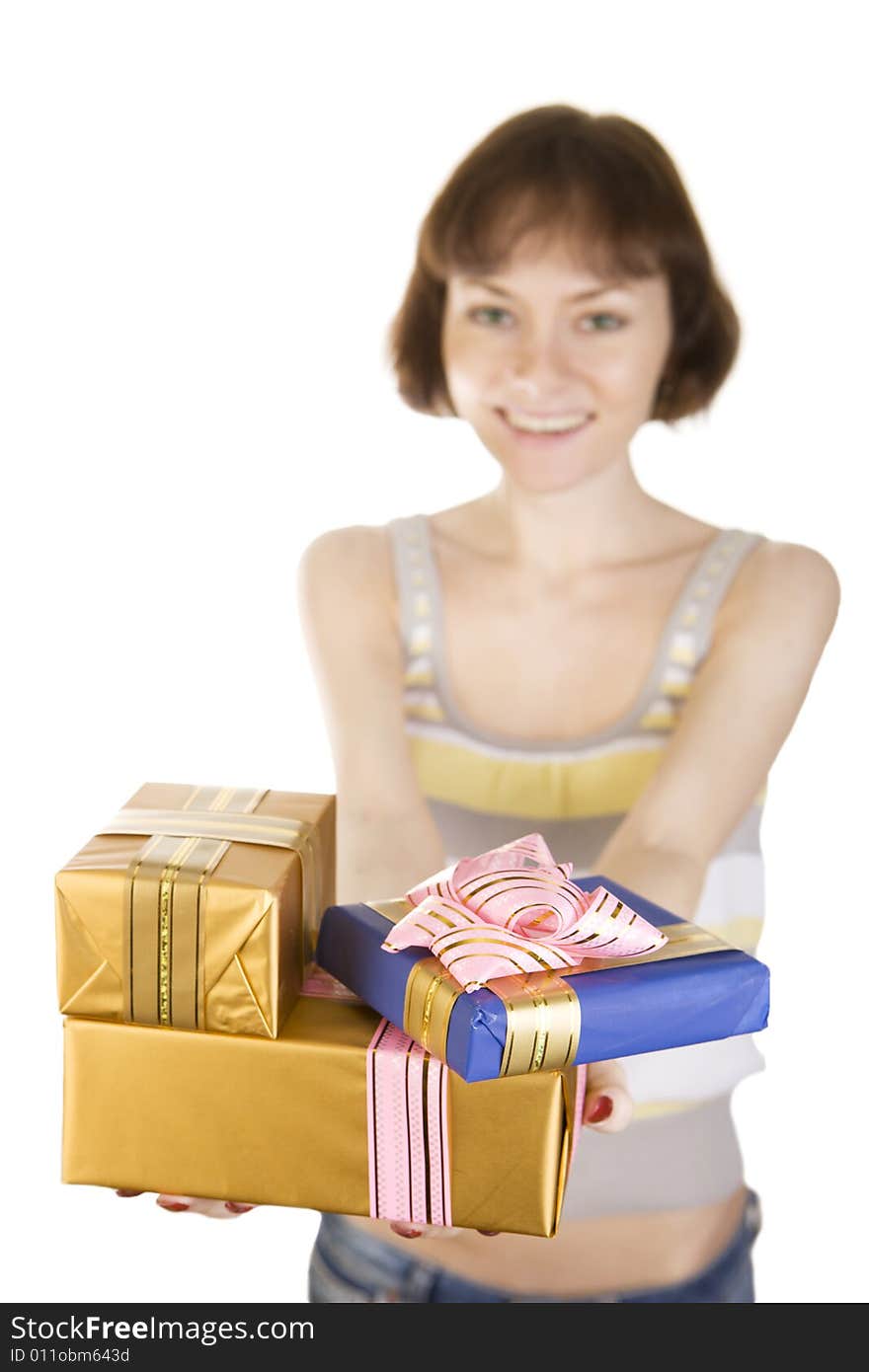 Girl giving gifts