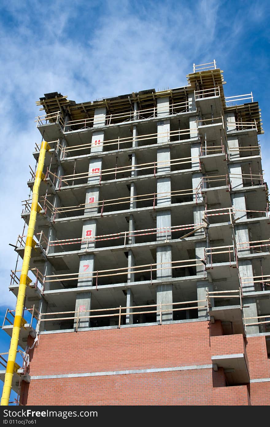 House under construction on the sky background