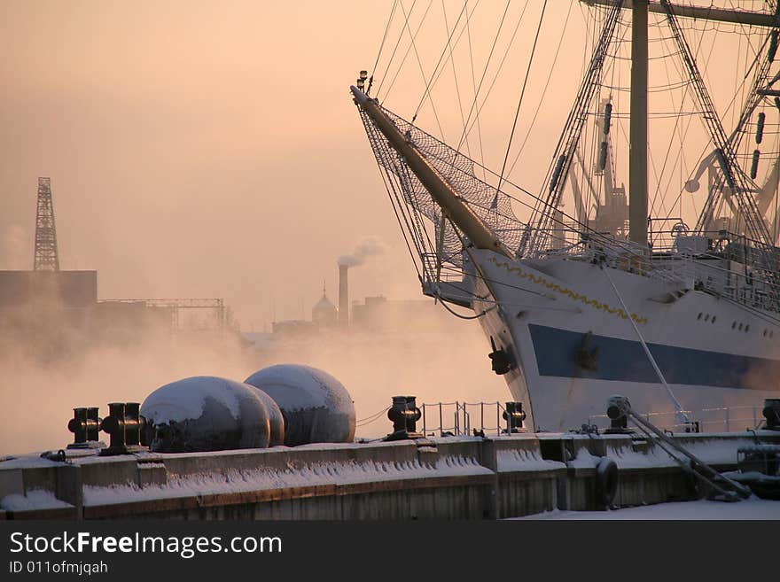 A nose of a white sailing vessel