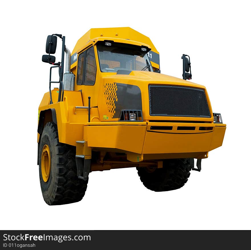 Yellow semi truck isolated over white. Yellow semi truck isolated over white