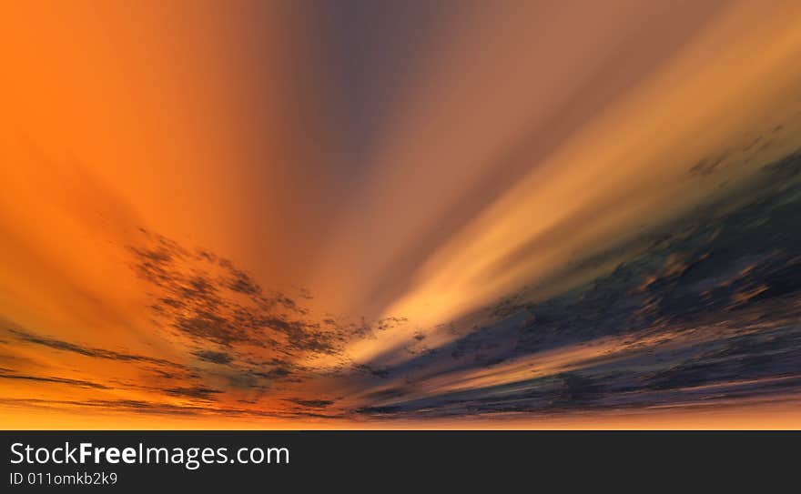 A 3d sunset sky made in vue. A 3d sunset sky made in vue.