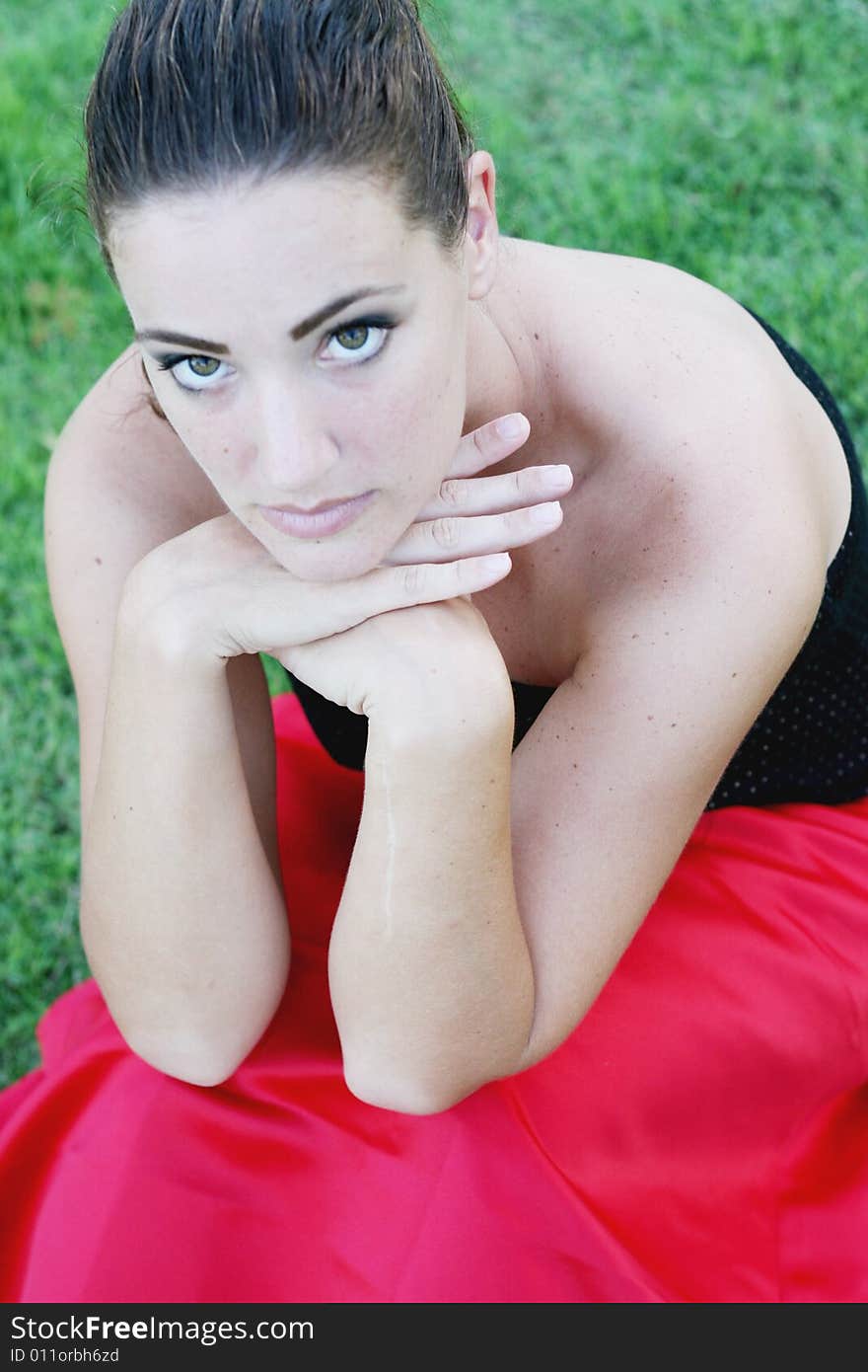 Portrait of a beautiful young brunette woman.