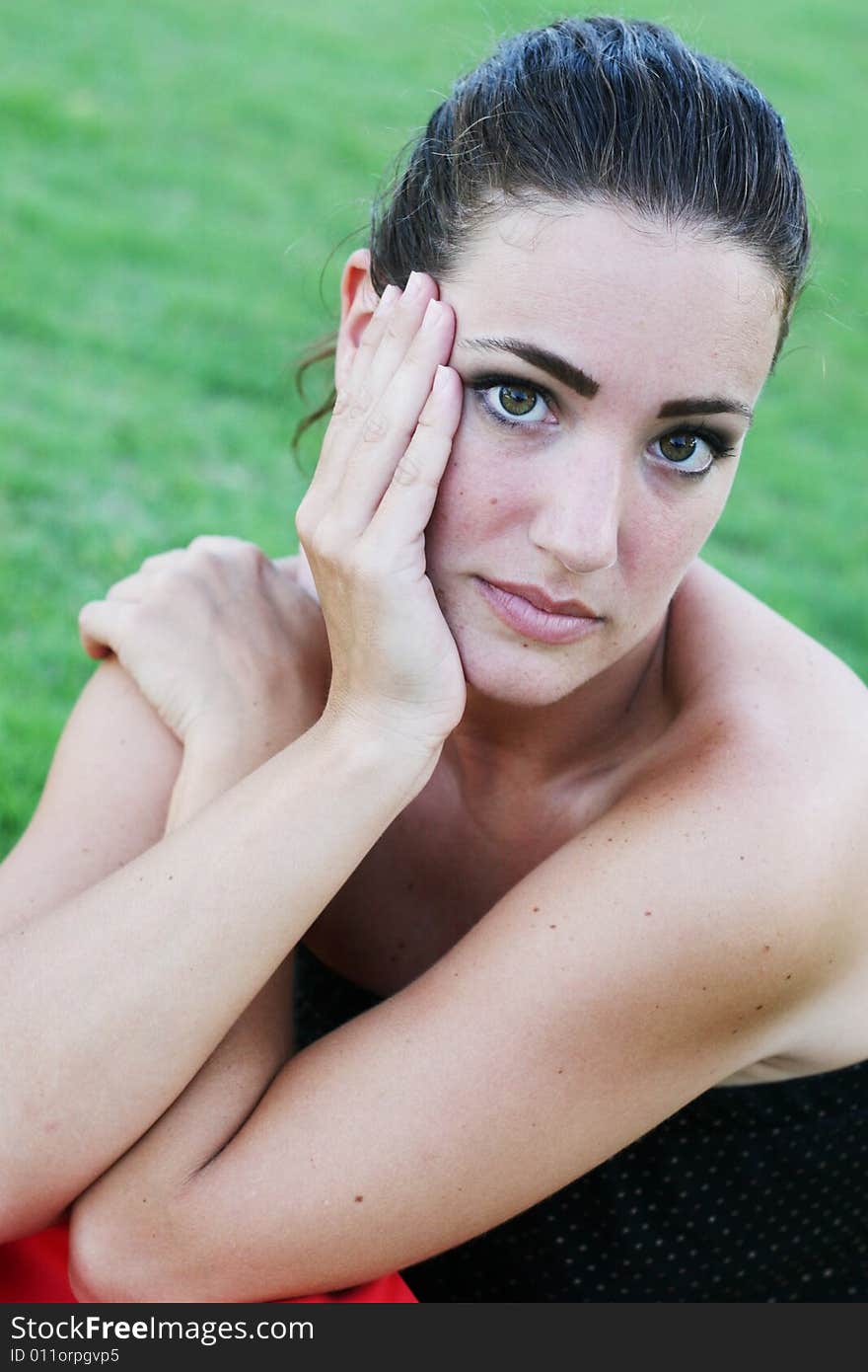 Portrait of a beautiful young brunette woman.