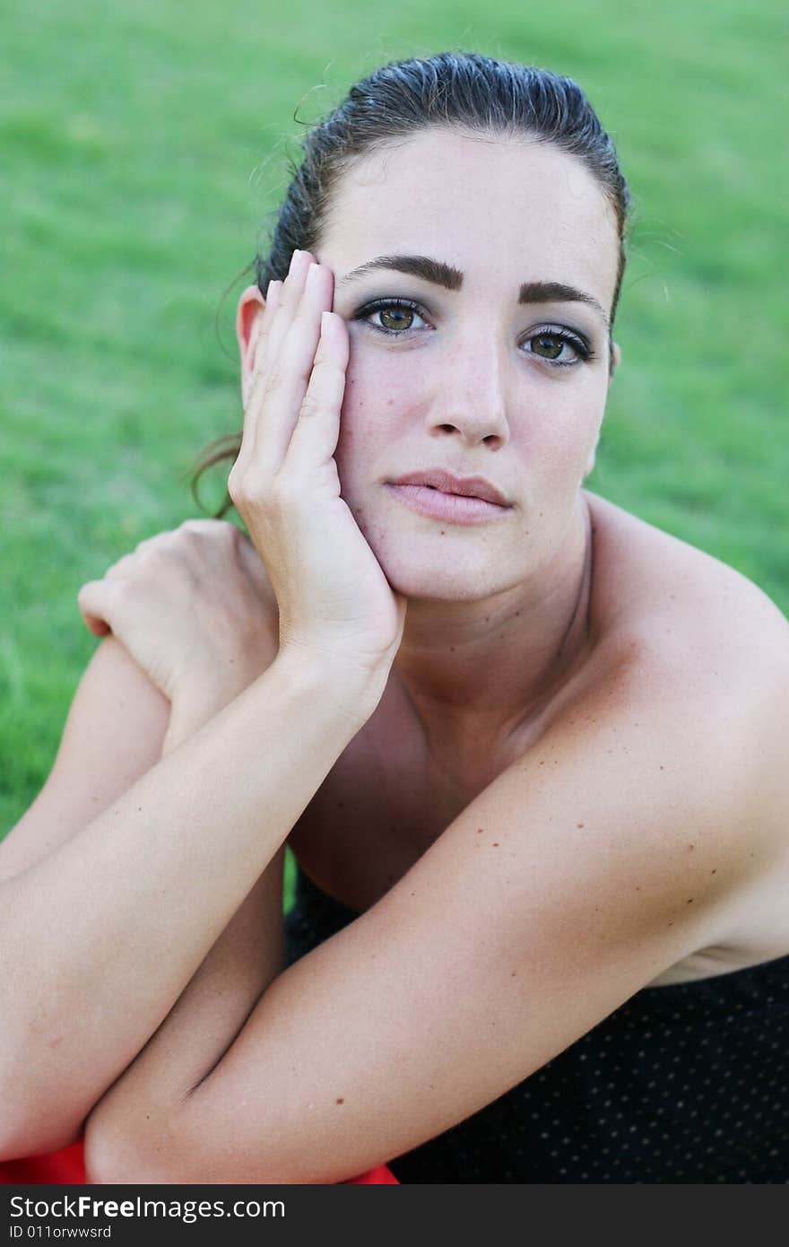 Portrait of a beautiful young brunette woman.