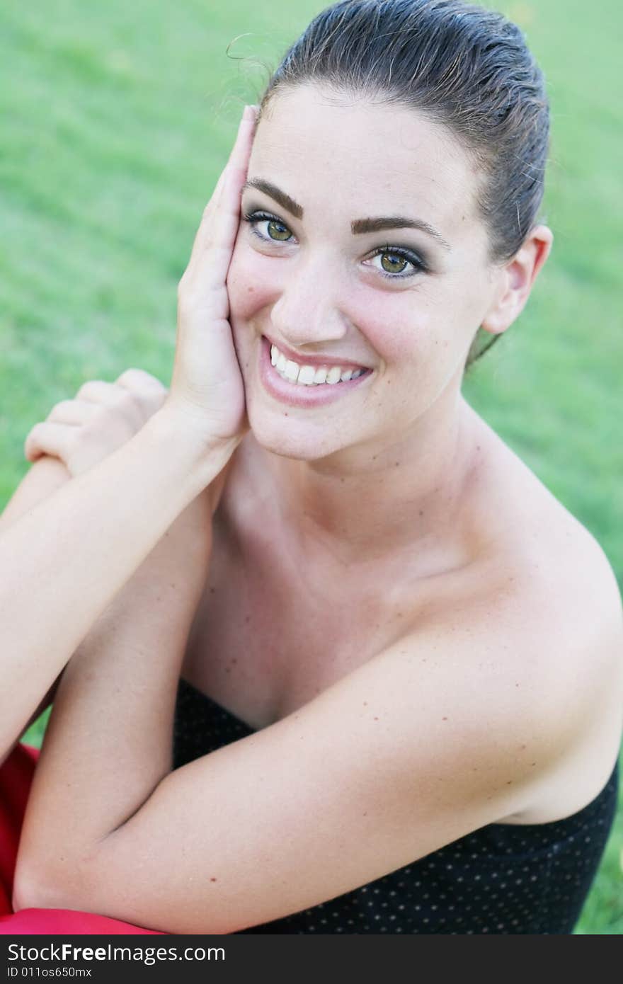 Portrait of a beautiful young brunette woman.