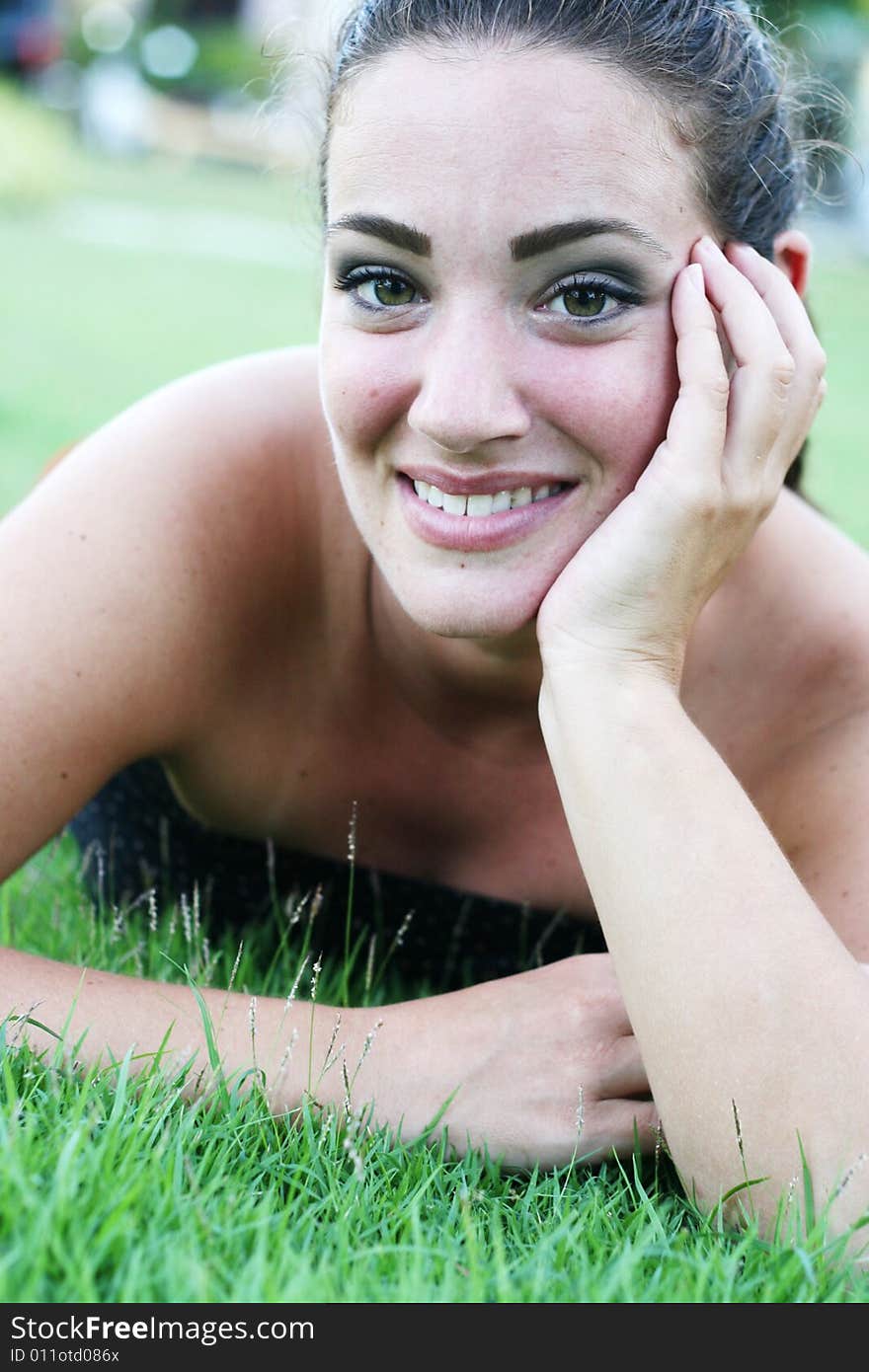 Portrait of a woman with a happy expression.