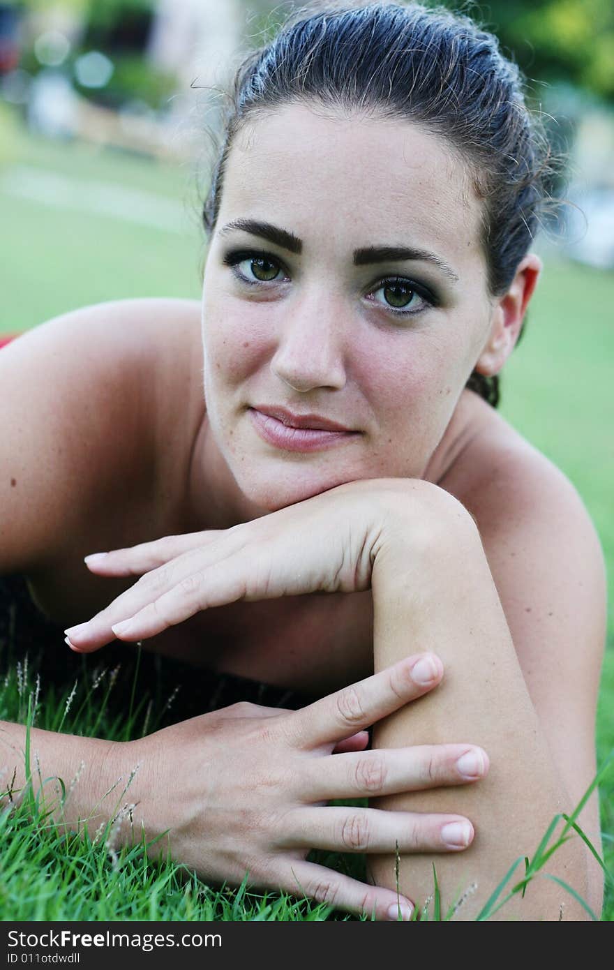 Portrait of a woman with a happy expression.