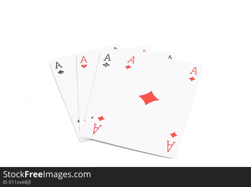 Four aces isolated on white