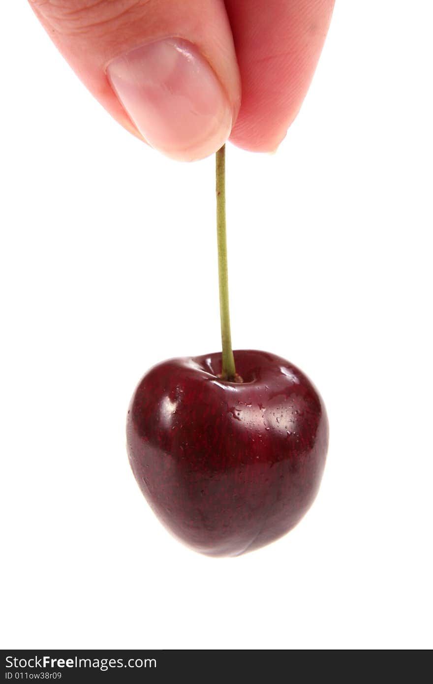 One the  red cherry and fingers