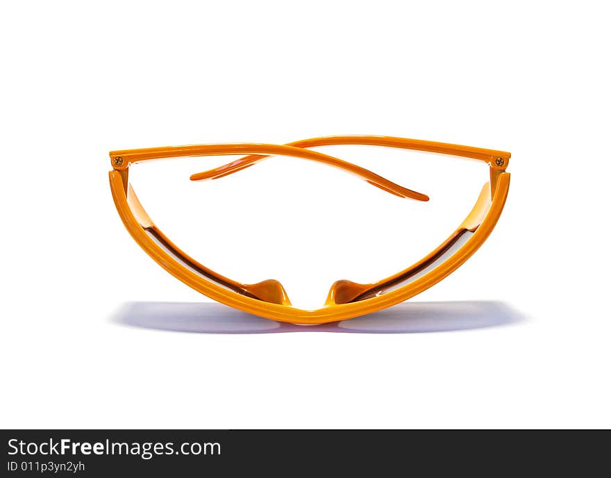 Orange sunglasses isolated on a white background