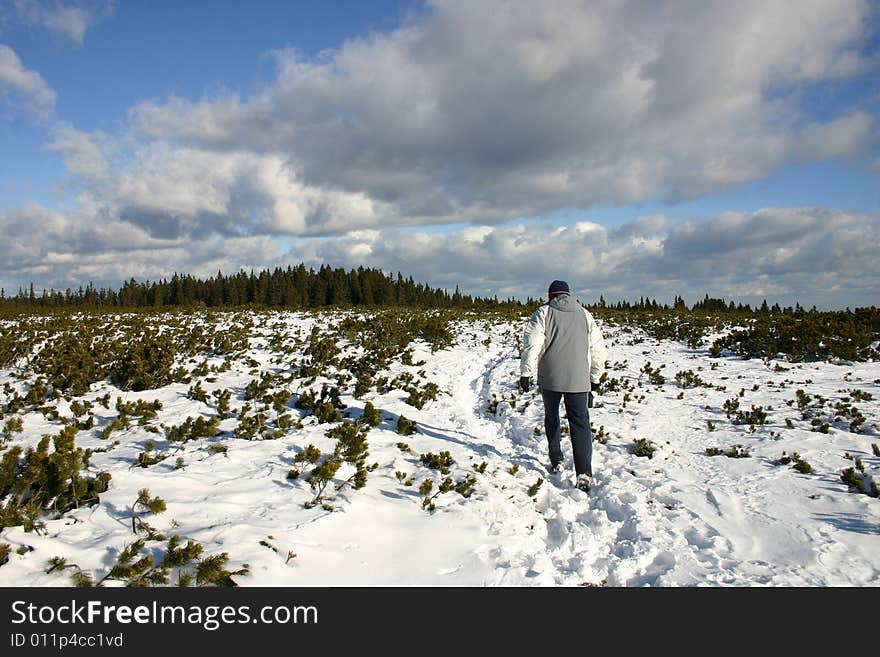 Trekking on snow