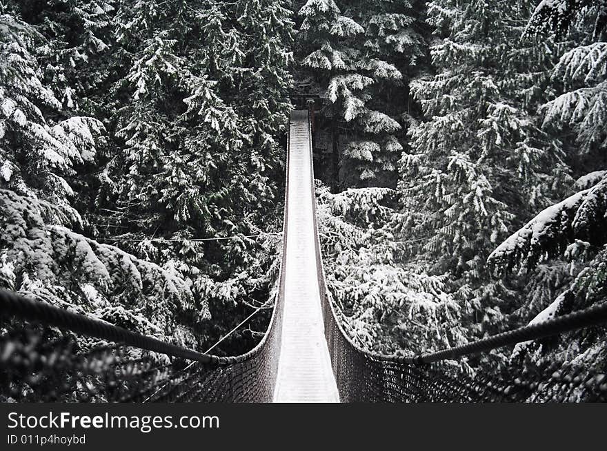 Snow covered bridge