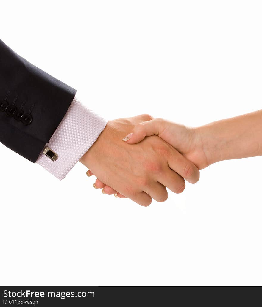 Business handshake. isolated over white