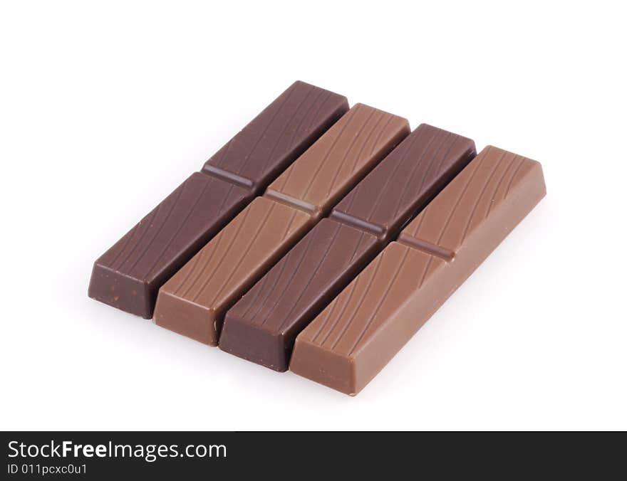 Chocolates in line isolated on a white background. Chocolates in line isolated on a white background.