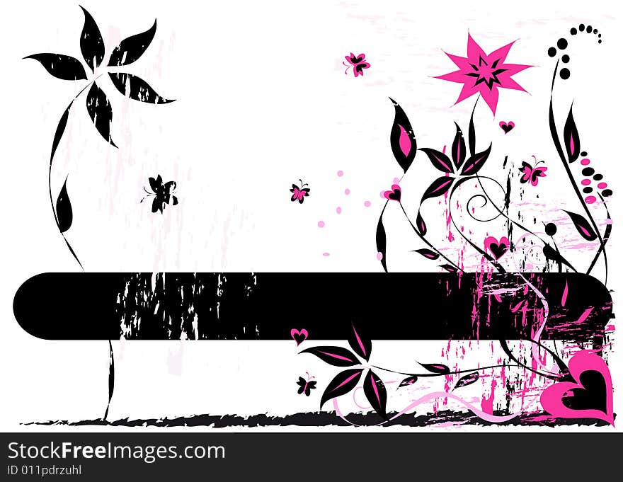 Grunge background with  floral ornament. Grunge background with  floral ornament