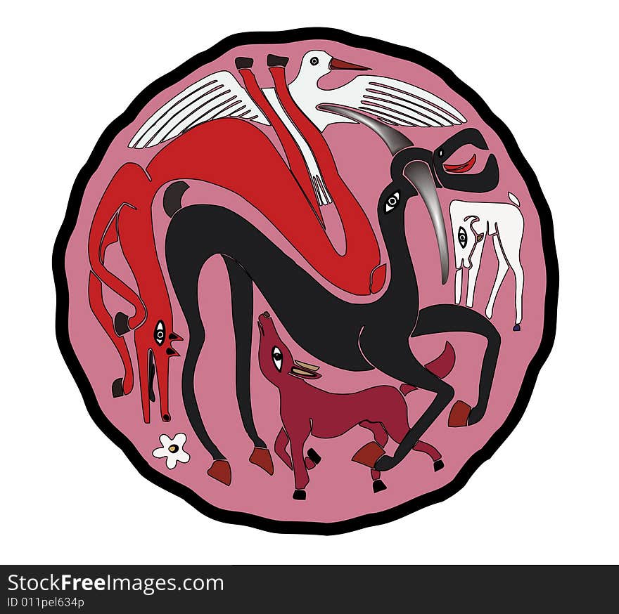 Abstraction vector illustration of animals and birds. Abstraction vector illustration of animals and birds