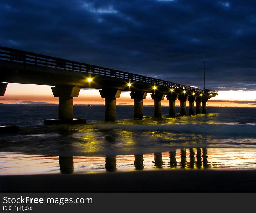 Sunrise at the pier on a winter morning. Sunrise at the pier on a winter morning