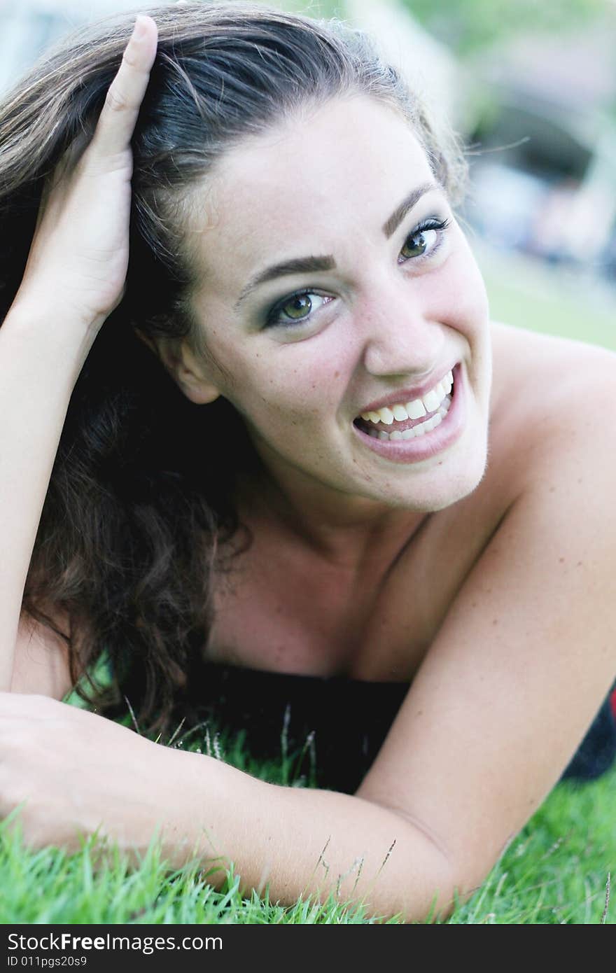 Portrait of a woman with a happy expression.