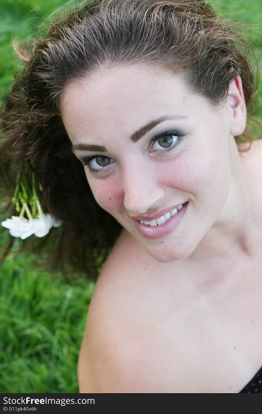 Close-up portrait of a beautiful happy woman.