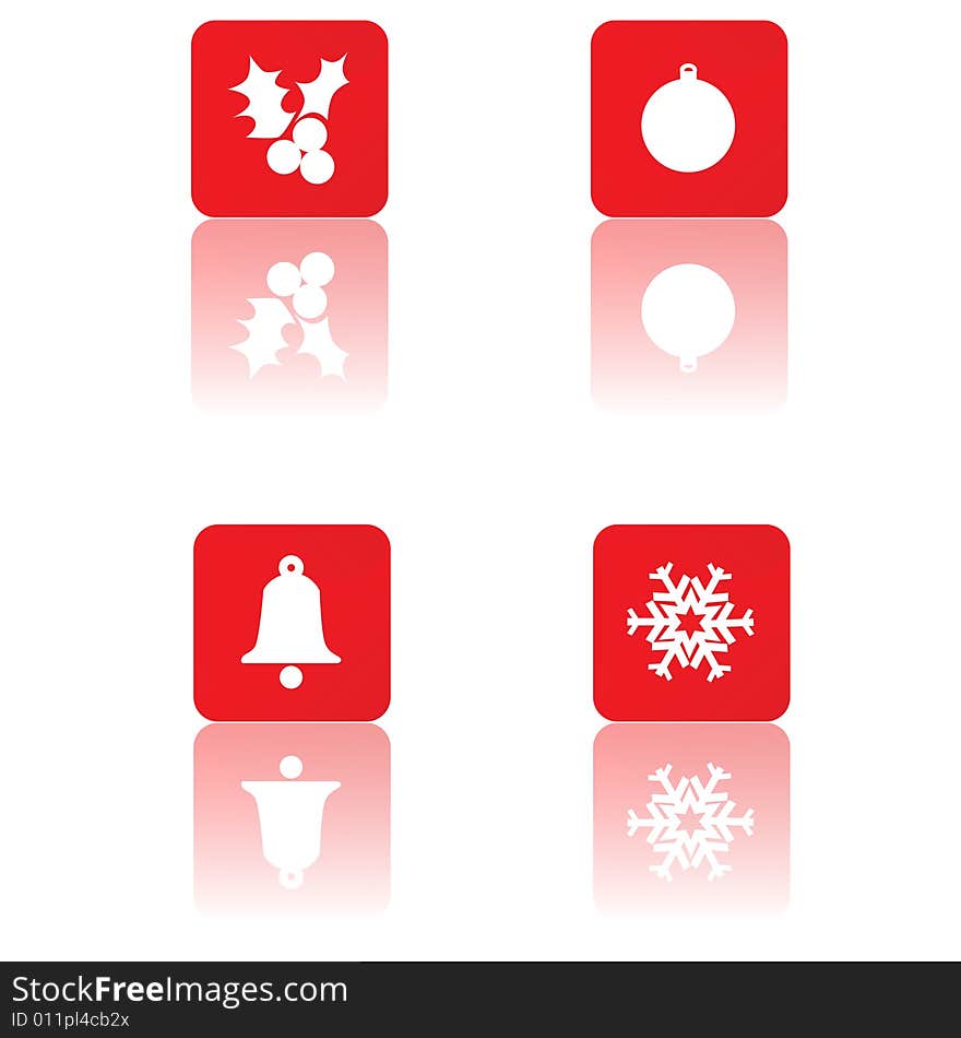 Set of different Web 2.0 Christmas icons in red and white