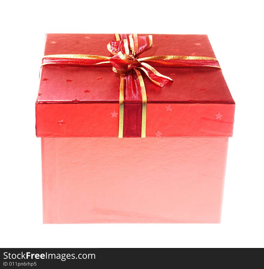 Box with bow isolated on white background. Box with bow isolated on white background.