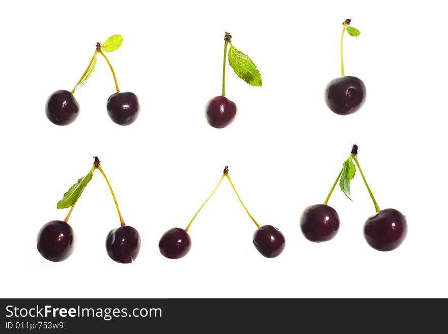 Cherry set isolated on white background.