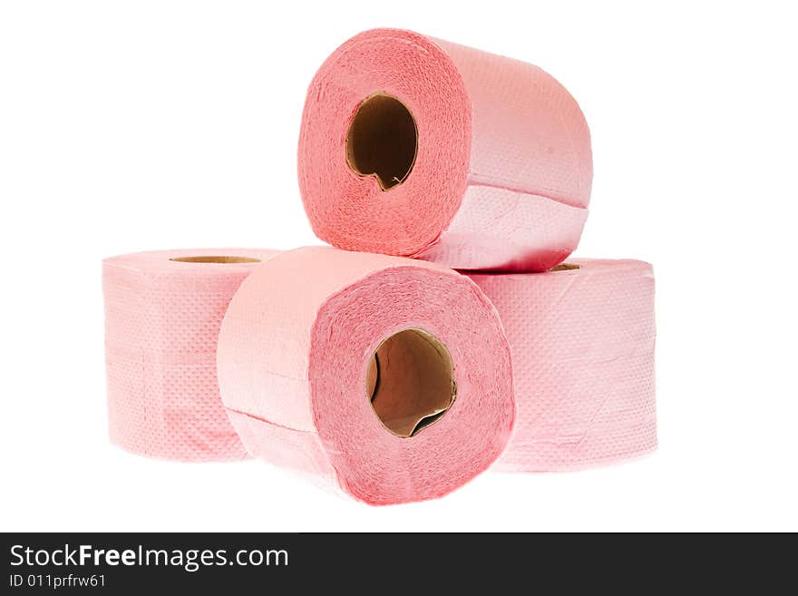 Toilet paper, paper towel on white background