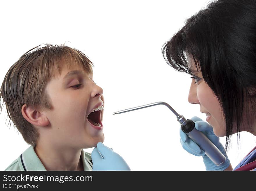 Doctor examining child.