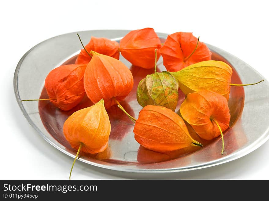 Physalis in the plate.close up