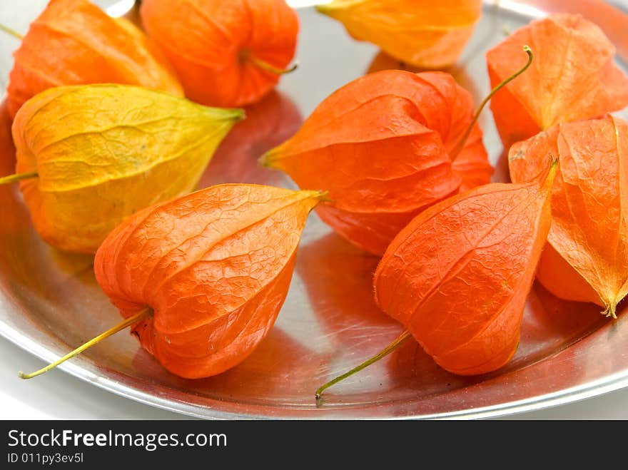 Physalis in the plate.close up