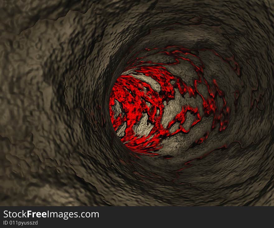 A abstract earth vortex tunnel background to hot lava. A abstract earth vortex tunnel background to hot lava.