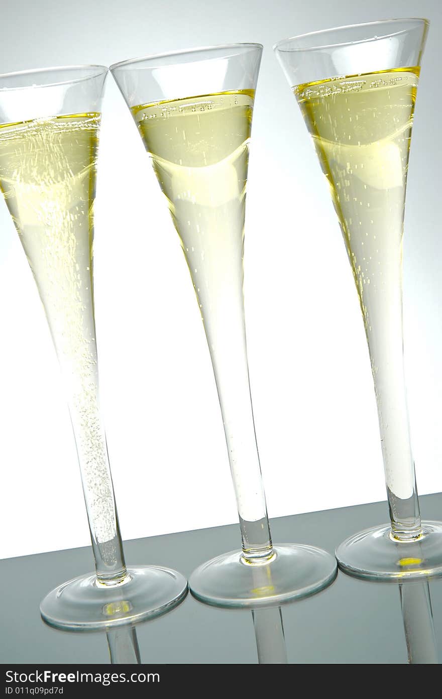 Sparkling wine isolated against a white background